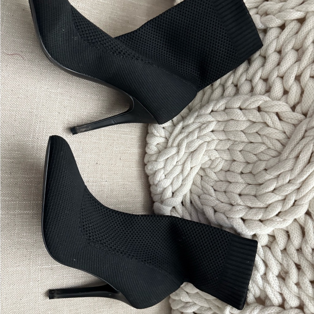 Charles By Charles David Black Sock Heeled Boots size 5.5